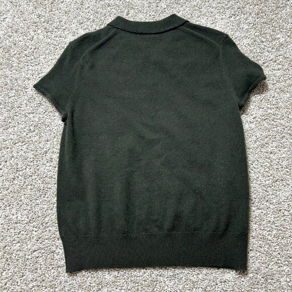 Anne Klein Women's Sz Medium Short Sleeve Knit Top Collar Dark Green - Picture 6 of 10